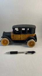 Cast Iron Yellow Arcade Taxi Cab Toy 1920s Replica Vintage