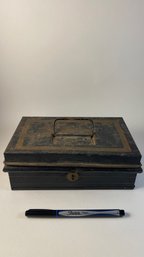 Antique Metal Cashbox Filled With Treasures