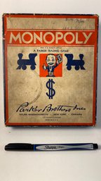 Monopoly Board Game Box Wood Pieces 1936 Parker Brothers