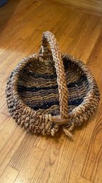 Large Vintage Wicker Basket With Handle