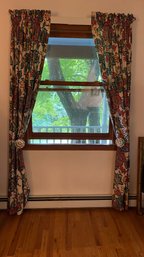 Two Pairs Of Lined Floral Drapes With Hardware