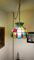 Vintage Stained Glass Swag Overhead Lamp