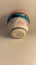 Signed Navajo Painted Candleholder Vase