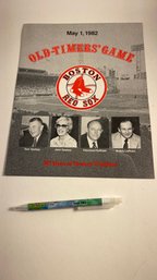 1982 MLB Old Timers Boston Red Sox Program From Fenway Park