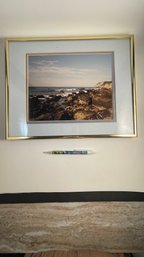 Block Island Beach Photo With Gold Frame