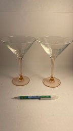 Pink Stem Martini Glasses