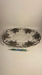 Glass And Silver Overlay Platter