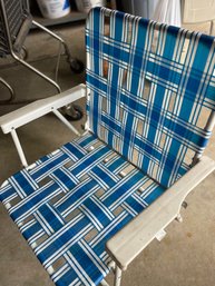 Folding Web Chair - Blue And White