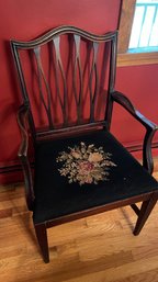 Set Of 6 Mahogany Needlepoint Seat Dining Chairs