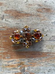 Vintage Threading Rhinestone Brooch By REGENCY