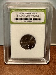 2015-D JEFFERSON 5c BRILLIANT UNCIRCULATED