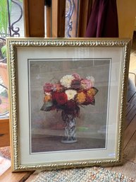 Vintage Framed Flowers In Vase Print