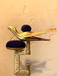 Gorgeous Antique Sewing Bird Table Clamp-on Pin Cushion