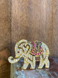 Vintage Rhinestone Elephant Brooch