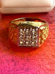 Vintage 18K HGE Faux Diamond Ring