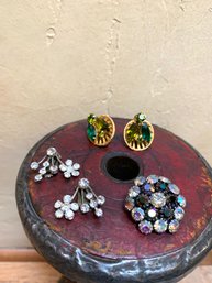 Vintage Rhinestone Earrings Lot