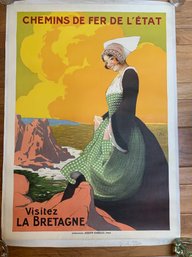 Antique J. STALL FRENCH TRAVEL POSTER - Visitez La Bretagne