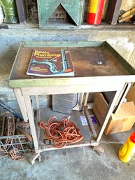 Vintage Metal Cart With Contents