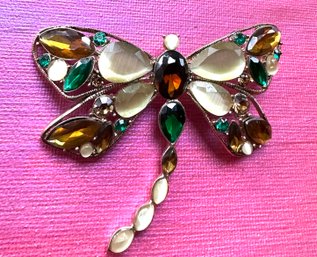 Vintage Jeweled Dragging Dragon Fly Brooch