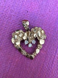 Vintage 14kt Gold And Diamond Romantic Heart Pendant