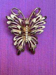 Vintage Monet Gold Tone Butterfly Pin