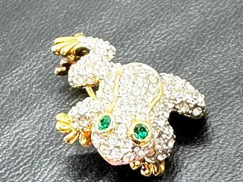 Vintage Jeweled Frog Pin