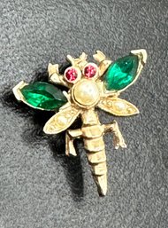 Vintage Jeweled Fly Pin