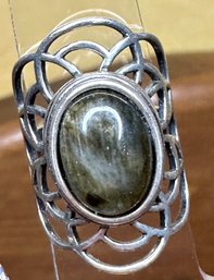 Vintage Sterling Silver Oval Camochon Labradorite Ring