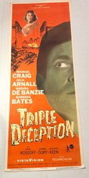 Vintage 'Triple Deception'  Lobby Movie Poster - Copyright 1957 By Rank Film Distributors Of America, Inc.