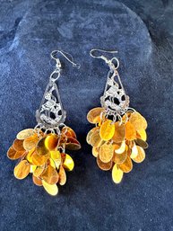 Vintage Dangle Sequin Cluster Hanging Earrings