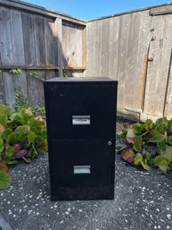 Vintage Black Metal Two Drawer File Cabinet