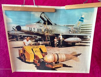 Vintage Poster U.S. Air Force F-100 Super Sabre Bien Hoa Air Base Vietnam