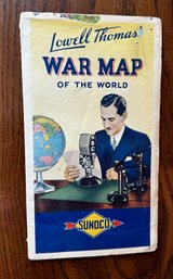 Vintage 1940s Lowell Thomas' War Map Of The World Sunoco Gas