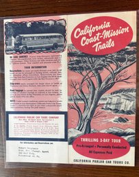 Vintage 1950s Travel Brochure - California Coast Mission Trails