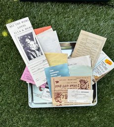 Tin Of Vintage Ephemera