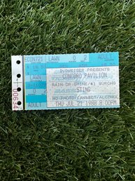 Vintage 1988 Budweiser Presents STING Concert Ticket - Concord Pavilion