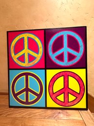 Peace Sign Psychedelic Art Print On Canvas