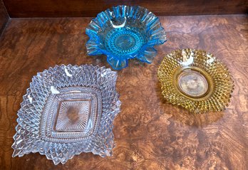 Vintage Ruffled Indiana Glass Trinket Dishes