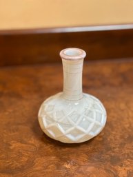 Vintage Fenton(?) Opalescent Milk Glass Vase Diamond Lattice Pattern Bottle