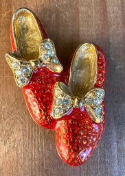 Vintage Enamel Red Glittered Shoes Pin/Brooch