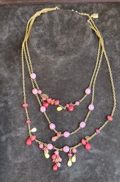 Vintage Pink Tiered Previous Stones Necklace