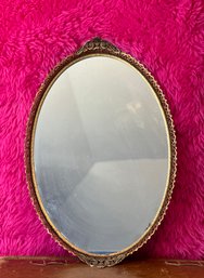 Antique Oval Filigree Lace Mirrored Vanity Tray