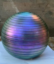 Beautiful Signed MARUT Art Glass Spiral Purple Iridescent Paperweight