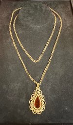 Vintage Double Chain Tear Drop Necklace