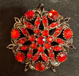 Gorgeous Vintage Red Rhinestone Brooch