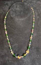 Vintage 1950s Crystal & Molded Glass Beaded  Necklace