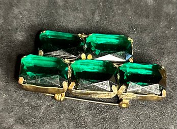 Vintage 1960s Emerald Green Brooch