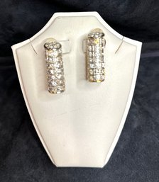 Vintage Tube Shaped Rhinestone Earrings