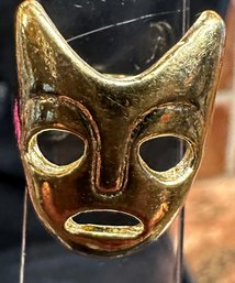 Vintage Gold Tone Tragedy Mask Ring