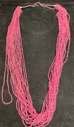 Vintage Multi Strand Pink Beaded Necklace